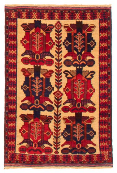 Bordered  Tribal Brown Area rug 3x5 Afghan Hand-knotted 365708