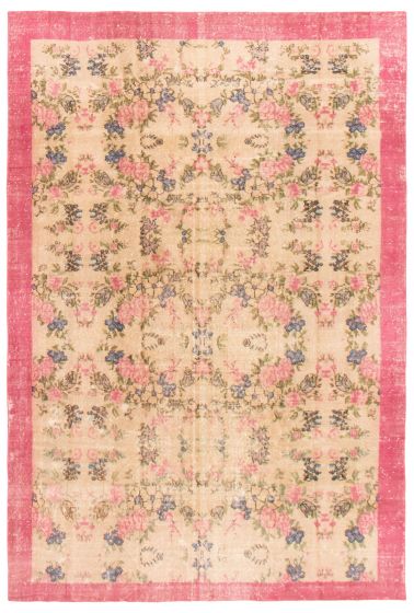 Traditional  Vintage Yellow Area rug 6x9 Turkish Hand-knotted 366703