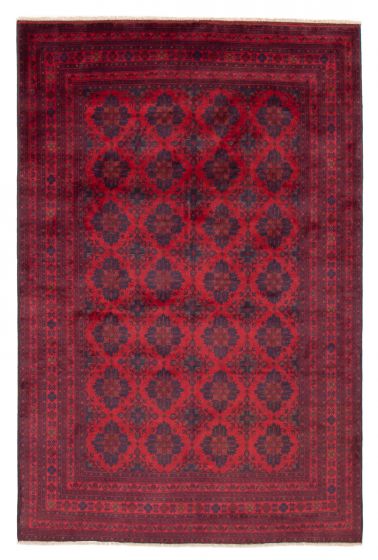 Bordered  Traditional Red Area rug 6x9 Afghan Hand-knotted 378008