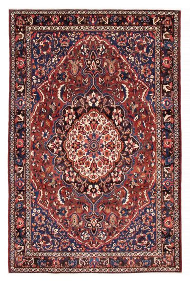 Bordered  Traditional Red Area rug 6x9 Persian Hand-knotted 385202