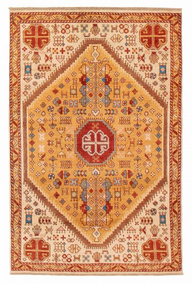 Traditional  Transitional Orange Area rug 3x5 Afghan Hand-knotted 390351