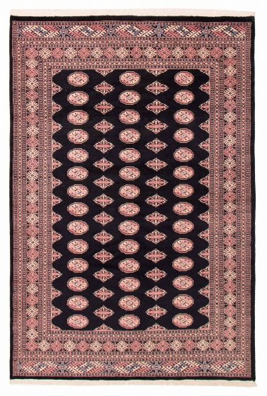 Bordered  Traditional Black Area rug 5x8 Pakistani Hand-knotted 391968