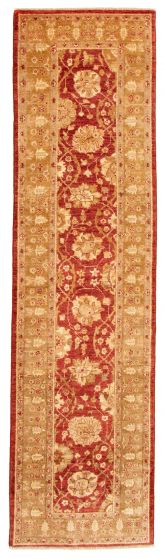 Bordered  Traditional Red Runner rug 10-ft-runner Afghan Hand-knotted 331420