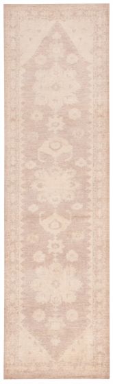 Bordered  Traditional Ivory Runner rug 10-ft-runner Pakistani Hand-knotted 374836