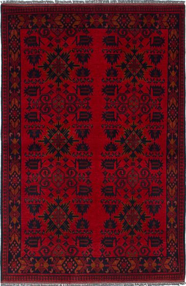 Traditional Red Area rug 3x5 Afghan Hand-knotted 235600