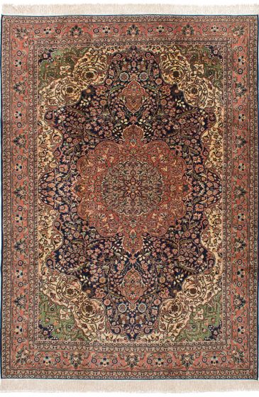Traditional Blue Area rug 6x9 Turkish Hand-knotted 244907