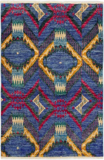 Casual  Transitional Blue Area rug 3x5 Indian Hand-knotted 279991