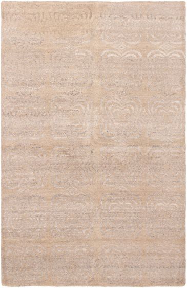 Casual  Transitional Grey Area rug 5x8 Indian Hand-knotted 307625