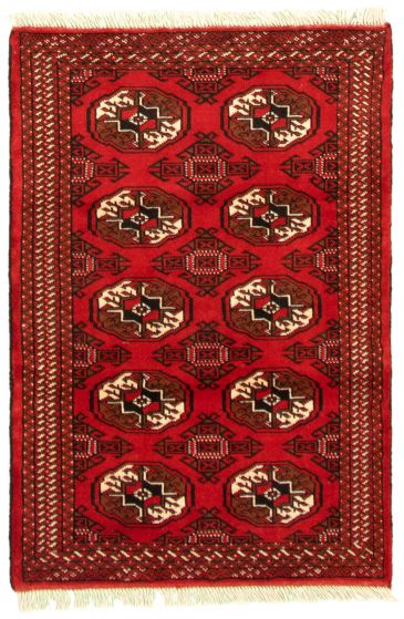 Bordered  Tribal Red Area rug 3x5 Turkmenistan Hand-knotted 332326