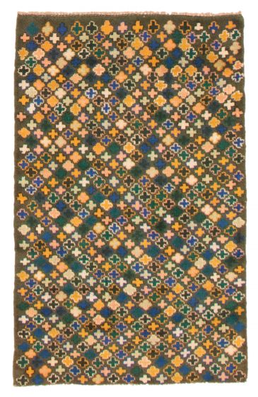 Bohemian  Tribal Green Area rug 3x5 Afghan Hand-knotted 354208