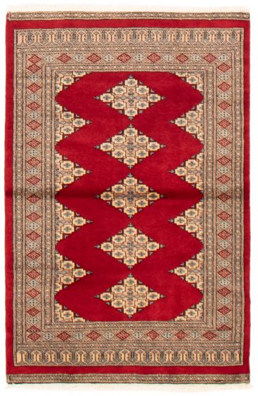 Bordered  Tribal Red Area rug 3x5 Pakistani Hand-knotted 359397