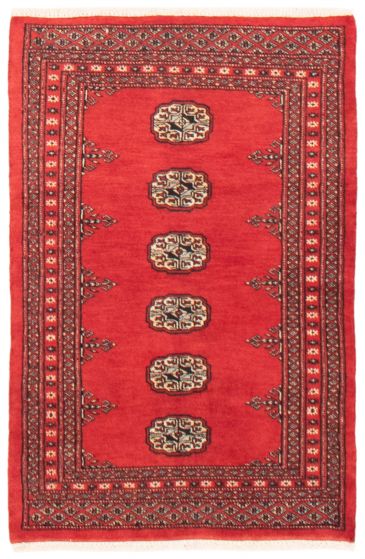 Bordered  Tribal Red Area rug 3x5 Pakistani Hand-knotted 360028