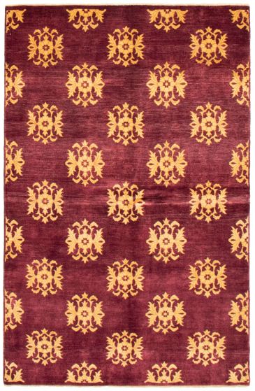 Floral  Transitional Red Area rug 5x8 Pakistani Hand-knotted 362490