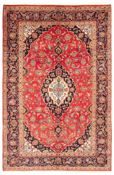 Bordered  Traditional Red Area rug 6x9 Persian Hand-knotted 365093