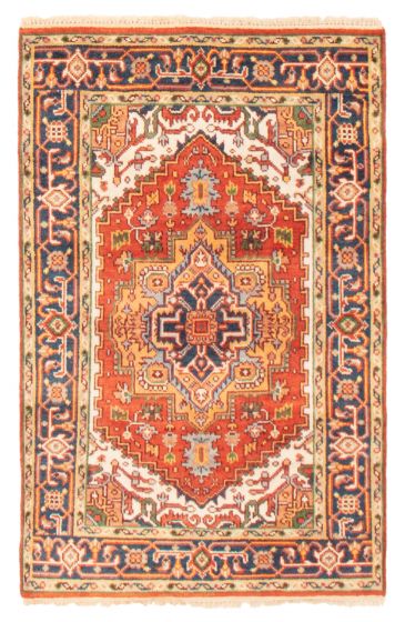 Bordered  Traditional Red Area rug 3x5 Indian Hand-knotted 369640