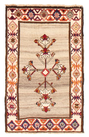Gabbeh  Tribal Grey Area rug 3x5 Persian Hand-knotted 372117