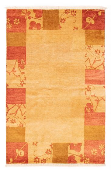 Transitional Yellow Area rug 3x5 Pakistani Hand-knotted 379545