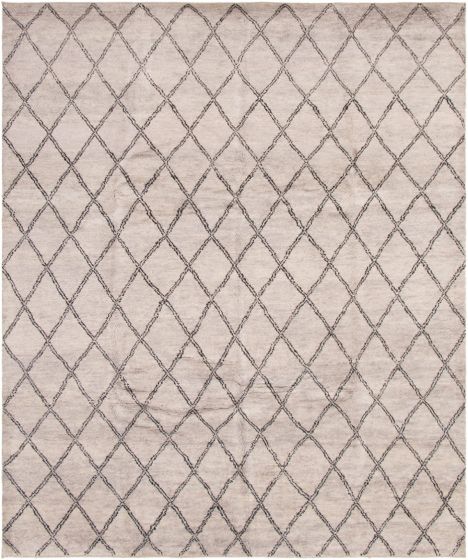 Moroccan  Transitional Grey Area rug 6x9 Indian Hand-knotted 298563
