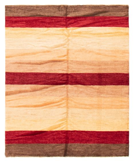 Stripes  Traditional Ivory Area rug 5x8 Pakistani Hand-knotted 369294