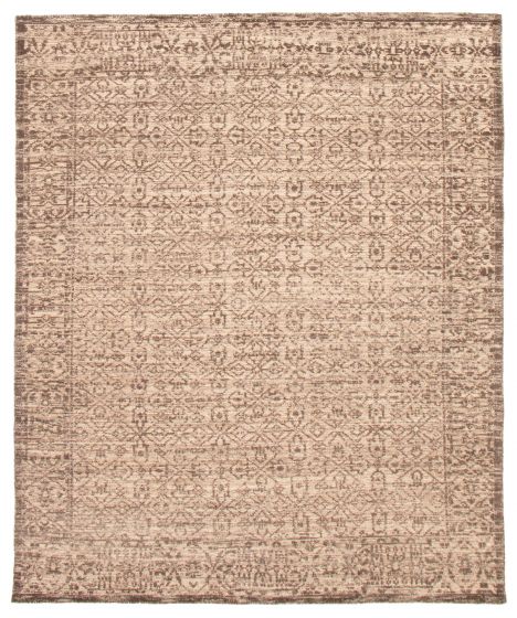 Carved  Transitional Brown Area rug 6x9 Indian Hand-knotted 370512