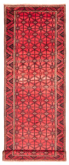 Bordered  Traditional Red Runner rug 13-ft-runner Afghan Hand-knotted 365885