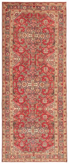 Bordered  Traditional Red Runner rug 13-ft-runner Persian Hand-knotted 372396