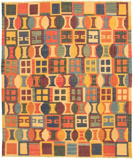 Casual  Transitional Multi Area rug 6x9 Turkish Flat-weave 336023