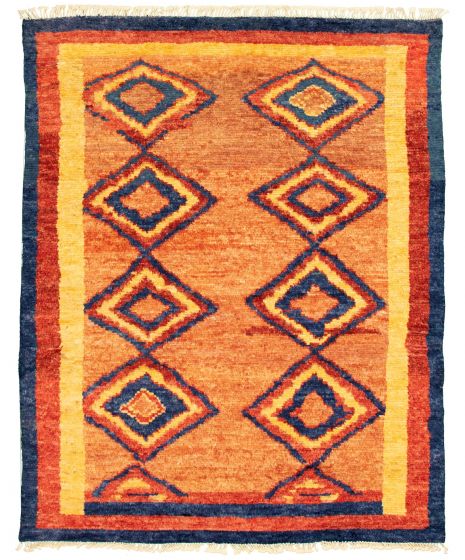 Moroccan  Tribal Orange Area rug 6x9 Pakistani Hand-knotted 339367