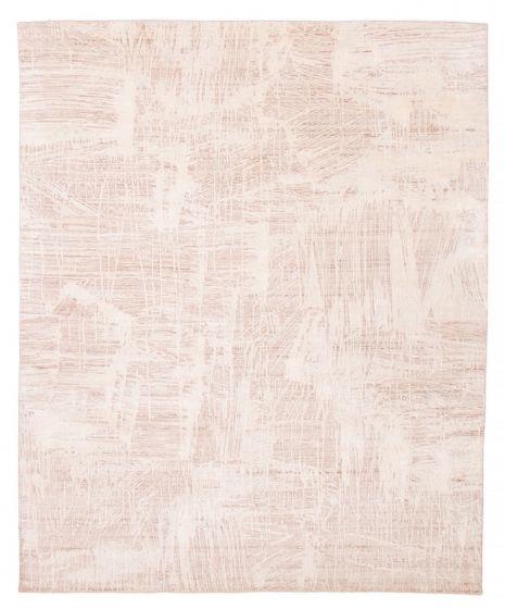 Modern Brown Area rug 6x9 Indian Hand-knotted 386446
