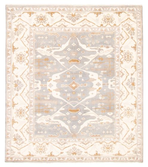 Bordered  Traditional Grey Area rug 6x9 Indian Hand-knotted 369621