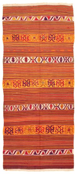 Flat-weaves & Kilims  Tribal Red Runner rug 12-ft-runner Turkish Flat-weave 343729