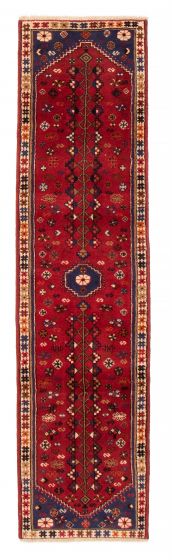 Bordered  Traditional Red Runner rug 9-ft-runner Persian Hand-knotted 383529