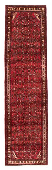 Bordered  Traditional Red Runner rug 10-ft-runner Persian Hand-knotted 385023