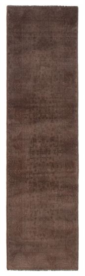 Overdyed  Vintage Brown Runner rug 10-ft-runner Afghan Hand-knotted 392102