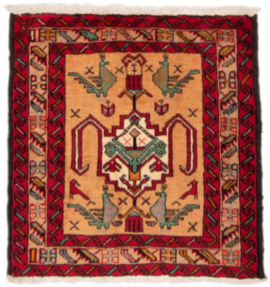 Bordered  Traditional Brown Area rug Square Persian Hand-knotted 373599
