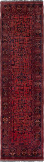 Bordered  Tribal Brown Runner rug 10-ft-runner Afghan Hand-knotted 282939