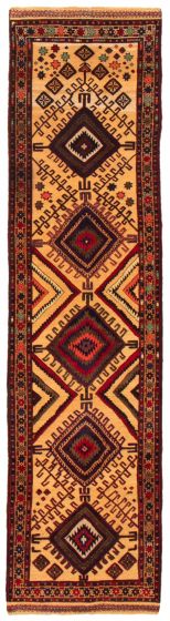Bordered  Tribal Orange Runner rug 11-ft-runner Afghan Hand-knotted 357356