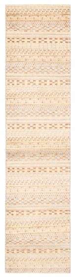Carved  Transitional Grey Runner rug 10-ft-runner Pakistani Hand-knotted 362278