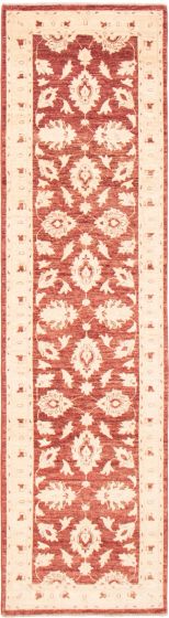 Bordered  Traditional Red Runner rug 10-ft-runner Afghan Hand-knotted 374415