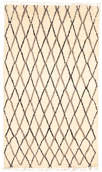 Moroccan  Tribal Ivory Area rug 6x9 Pakistani Hand-knotted 339580