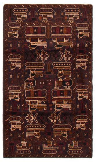 Bordered  Tribal Blue Area rug 3x5 Afghan Hand-knotted 365861