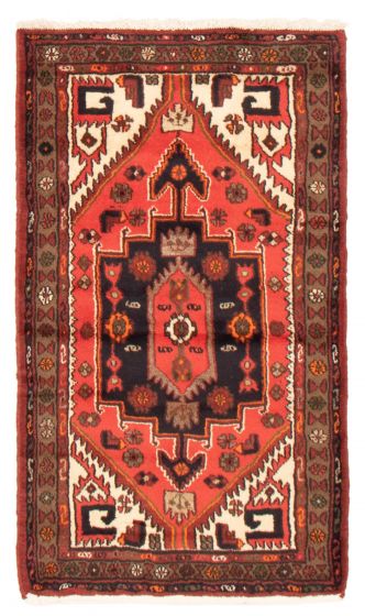 Bordered  Traditional Red Area rug 3x5 Persian Hand-knotted 371137