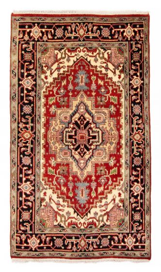 Bordered  Traditional Red Area rug 3x5 Indian Hand-knotted 377952