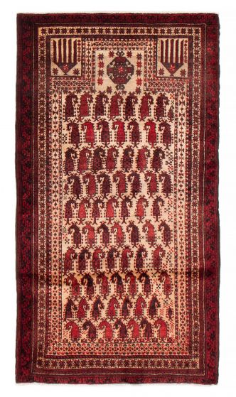 Bordered  Tribal Ivory Area rug 3x5 Persian Hand-knotted 381583