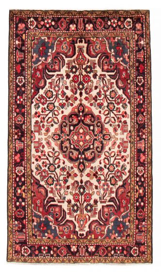 Bordered  Traditional Ivory Area rug 5x8 Persian Hand-knotted 385276