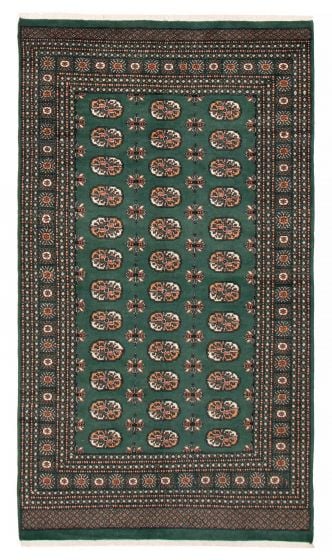 Bordered  Traditional Green Area rug 5x8 Pakistani Hand-knotted 391975