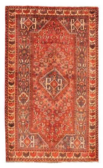 Bordered  Tribal Red Area rug 5x8 Persian Hand-knotted 353215