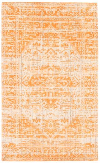 Transitional  Tribal Orange Area rug 5x8 Indian Hand Loomed 355107