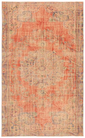 Bordered  Vintage Red Area rug 5x8 Turkish Hand-knotted 358730