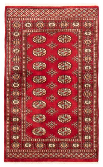 Bordered  Tribal Red Area rug 3x5 Pakistani Hand-knotted 359348